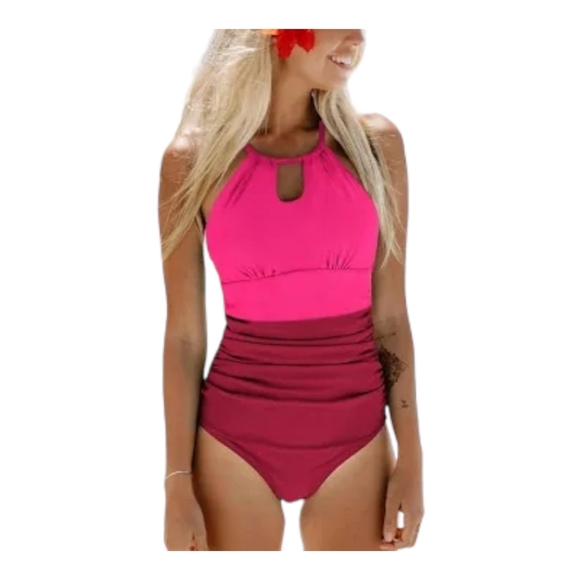 Cupshe One-piece Swimsuit Halter Lace Up Multicolor - Picture 3 of 3